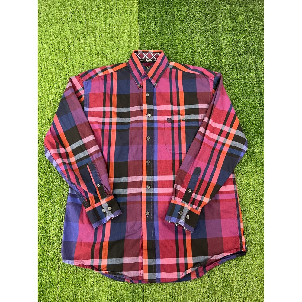 Wrangler George Strait Collection Mens Purple Plaid Button Down Shirt M MGSN184